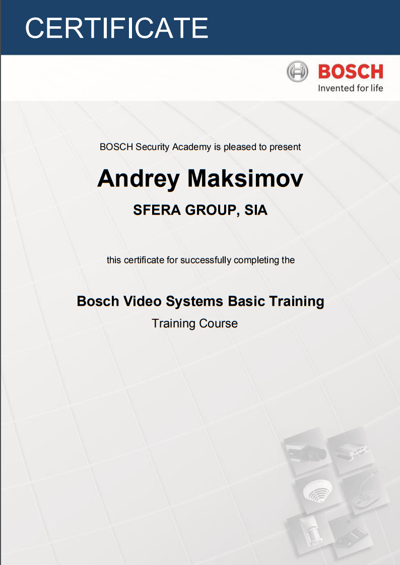 Bosch certificate Video System Basic Training
